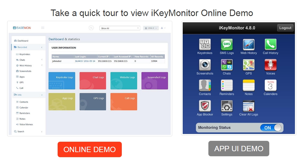 ikeymonitor online demo