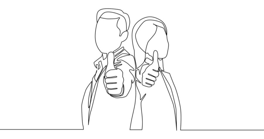 couple man and woman giving thumbs up