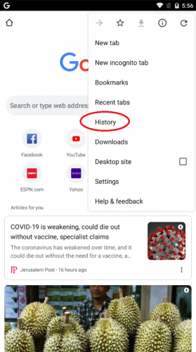 delete google chrome history on android 2